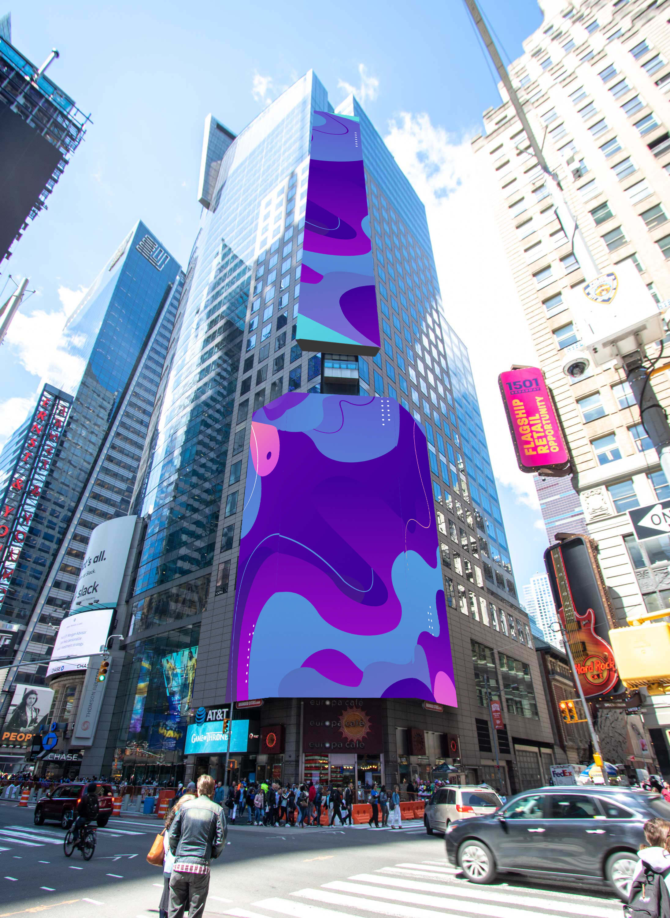 Branded Cities Midtown Financial screen in Times Square