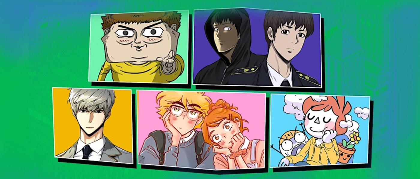 A promotional image with pictures from different webtoons