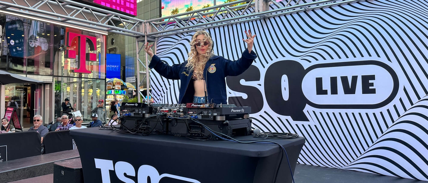 A photo of a DJ doing a set at TSQ LIVE 2024